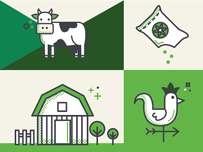 Farm icon set cow farm flat green house icon icon set icons illustration line nature