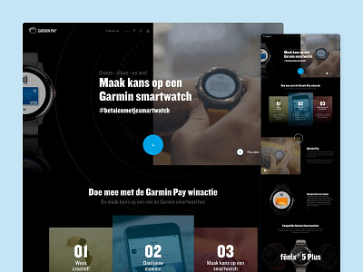 Garmin Nederland dark design landingpage ui uidesign ux uxdesign watches webdesign website