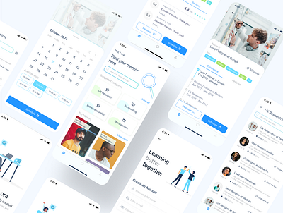 Mobile mentoring application app design figma ios mentoring mockup profile ui ux