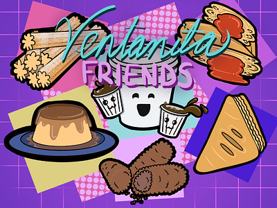 Ventanita Friends - Illustration of Cuban Bakery Goods illustration procreate