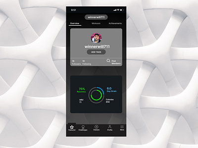 Daily UI 006 daily ui daily ui 006 dailyuichallenge peloton profile profile page whoop
