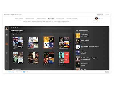 Contextual Playlists demo music personalization product design profiles uxui visual design