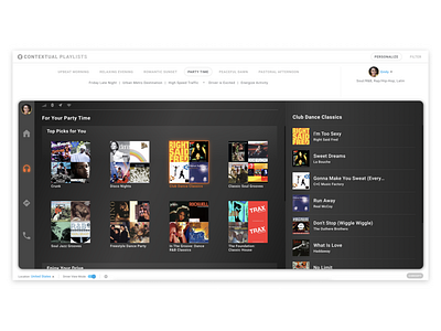 Contextual Playlists demo music personalization product design profiles uxui visual design