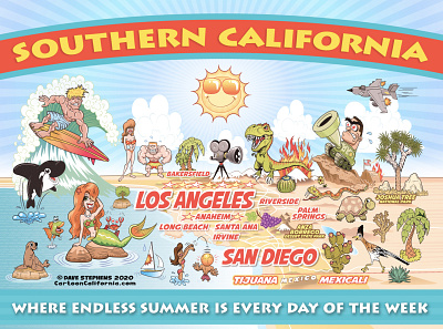 Taller Postcard beach branding caricature cartoon design funny illustration kids mermaid whimsy