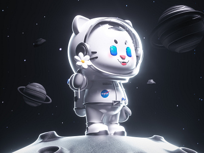 white tiger astronaut branding design illustration