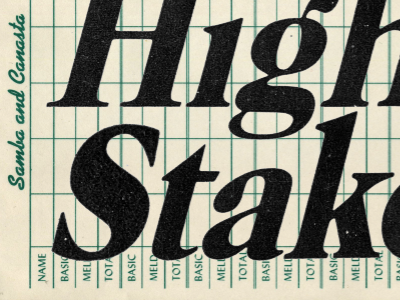 High Stakes Canasta cards italic typography vintage