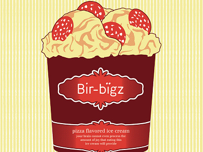 Birbigs Pizza Flavored Ice Cream Poster gigposter ice cream screenprint