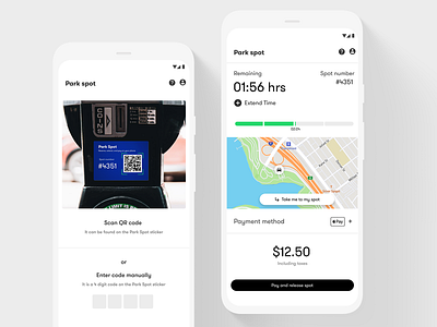 Park Spot - Mobile Parking Experience android app app design design mobile mobile app mobile app design parking payments qr code ui uiux ux