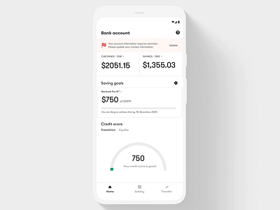 Bank account - Saving Goals - Mobile App android animation bank design finance flat goals minimal mobile mobile app mobile app design mobile design saving ui uiux ux