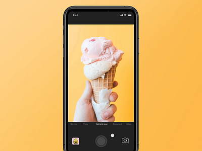 Food calorie scanner animation app app design calorie camera design fitness flat food health minimal mobile mobile app mobile app design motion scan scanner ui uiux ux