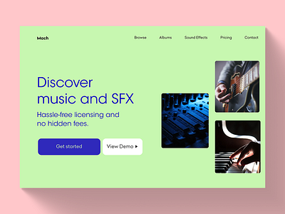 Music and SFX licensing website design hero licensing minimal music sound typography ui uiux ux web website