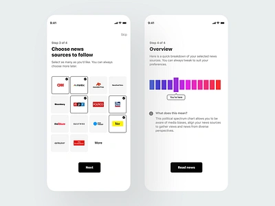 News Onboarding - Reducing Political Bias app app design design flat ios minimal mobile mobile app news onboarding ui uiux ux