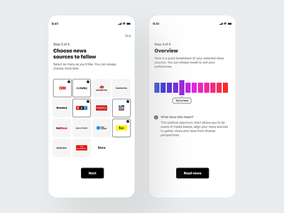 News Onboarding - Reducing Political Bias app app design design flat ios minimal mobile mobile app news onboarding ui uiux ux