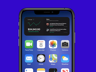 Stock and news widget - iOS animation app app design apple clean design finance flat interface ios ios14 minimal mobile motion news stock ui ux widget