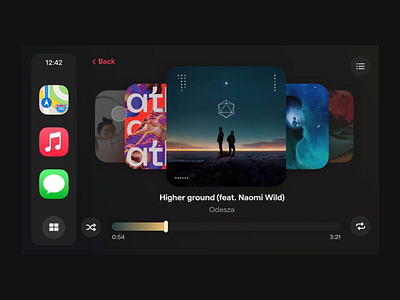 Apple CarPlay ideas - Navigation and Music animation app apple car carousel carplay design drawer flat interface ios minimal motion music player ui uiux ux