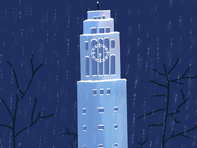 Burton Memorial Tower ann arbor art design il illustration michigan snow texture trees winter