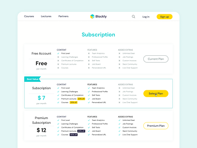 Pricing Page for Subscription