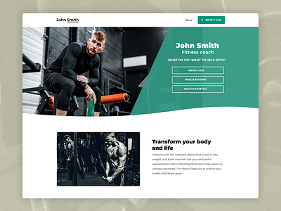 Fitness page landing page branding design fitness fitness center fitness club fitness coach fitness trainer landing page landing page ui ui ux web design workout