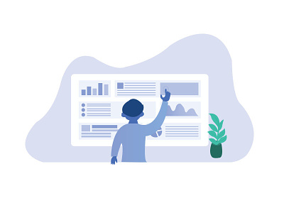 Manager Dashboard character charts dashboard flower hero image illustration manager overview people ui vector