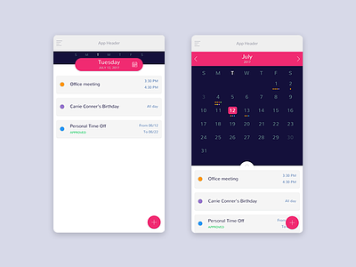 Event Calendar by Chris Mejia on Dribbble