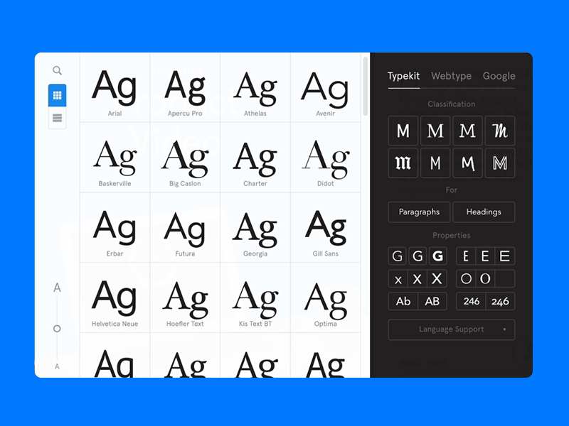 Font Explorer font selector google typekit typography ui ux webtype