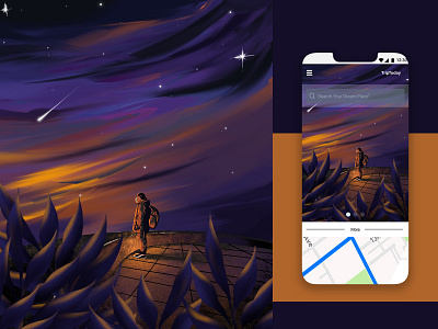 Travel Sunset Illustration Concept