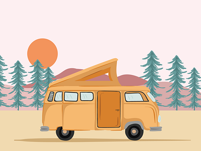 Camping In A Van art design digital art digital illustration flat illustration graphic design illustration illustration art print design ui vector vector art vector illustration