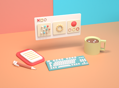 WorkDesk 3d design illustration ui ux