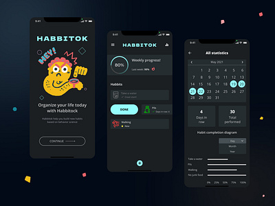 Habbitok - habit tracker mobile app app design typography ui ux