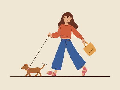 Dog Walking activity cartoon design dog illustration puppy walking