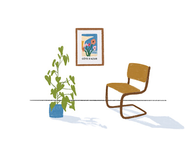 Côte d'Azur cartoon design french rivera home decor house plants illustration print