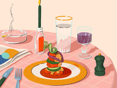 Still Life design dinner editorial food illustration home decor illustration table setting