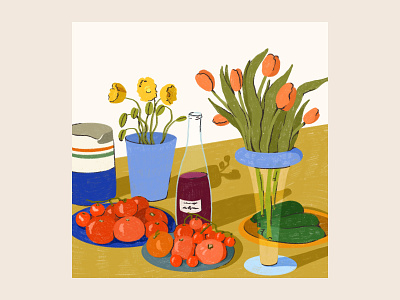 Still Life branding design flourishing flowers fruits home decor illustration still life tomatoes