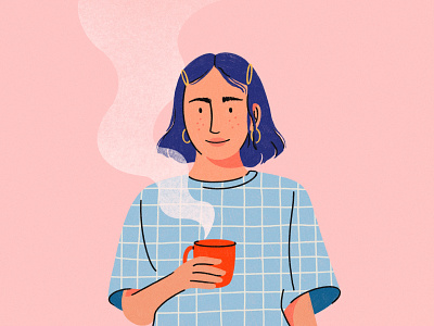 Friday’s Brew blog blue hair character design coffee coffee steam design editorial friday girl illustration portrait