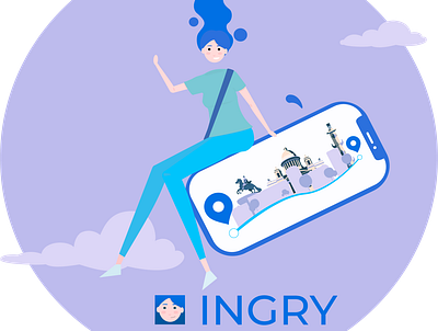 INGRY: Mobile app advertisement video adobe illustrator after effect animation app animation bodymovin design design characters girl graphic design guide illustration motion graphics