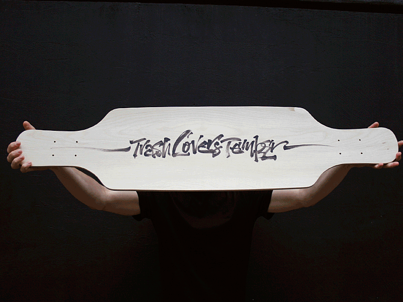 TLxTEMPER calligraphy longboard lovers temper trash