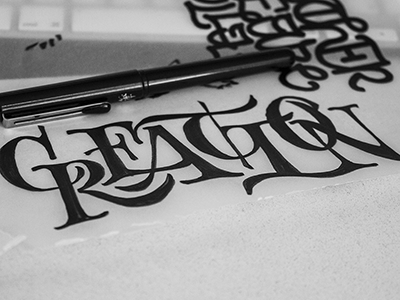 Cliche brush cliche lettering pentel sketch
