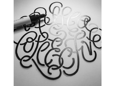 Collective calligraphy circle collective lettering line marker