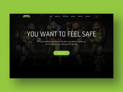 Concept: Teenage Mutant Ninja Turtles clean design invision studio landing page minimalistic ninja turtles security app teenage mutant ninja turtles tmnt ui ui design uiux ux uxd visual design web design