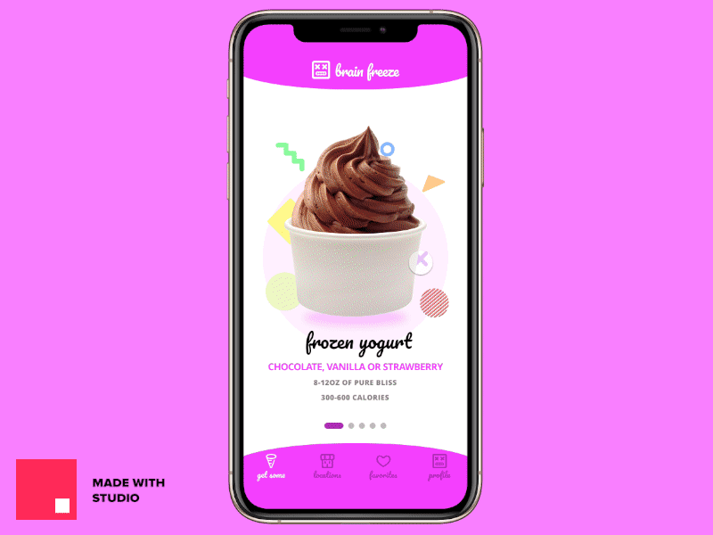 UI Challenge 009 | Food Menu app design clean ice cream ice cream cone ice cream shop ice cream sundae invision studio iphone minimalistic pink simple studio sundae ui design uiux ux uxd visual design