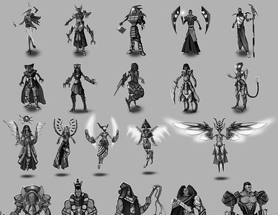 Concept thumbnails for the Egyptian gods project artist artstation characterdesign concept art creative design dholmesc digital art egyptian facebook