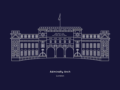 'Admiralty Arch' London by The City Works blueprint city design illustration illustrator landmarks line london prussian blue tourism vector