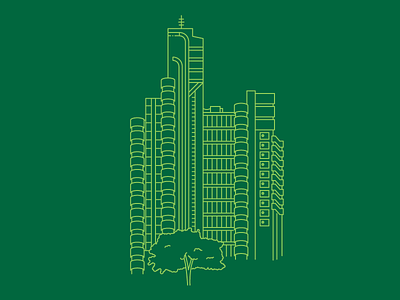 Lloyd's Building, London architecture blueprint building city green illustration illustrator line lloyds london vector