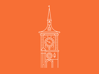 Prague Astronomical Clock architecture city clock drawing flat icon illustrator line logo orange prague vector