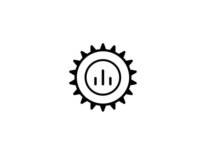 'Geary' after effects animation black and white cog favicon gear icon line logo smilie vector