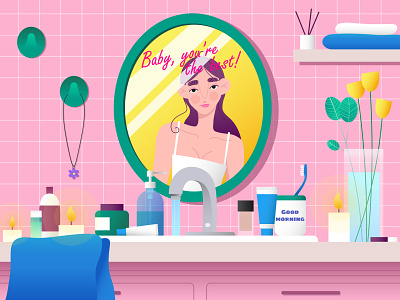 Girl in her bathroom | vector illustration bathroom character characterdesign girl il illustration illustrator vector vector illustration woman