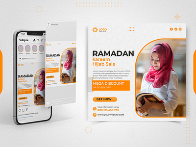 Ramadan Hijab sale banner for fashion sale social media template