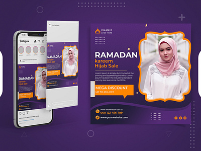 Ramadan Hijab sale banner for fashion sale social media template banner holy islamic kareem