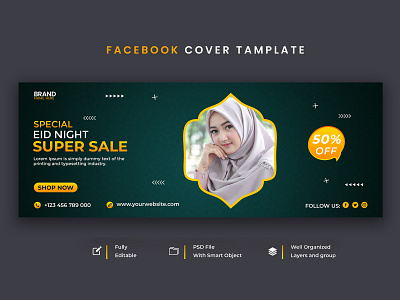 Eid Night super sale Eid Facebook cover template