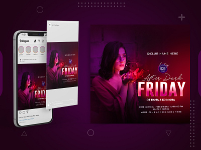 After Dark Night party flyer social media and web banner templat